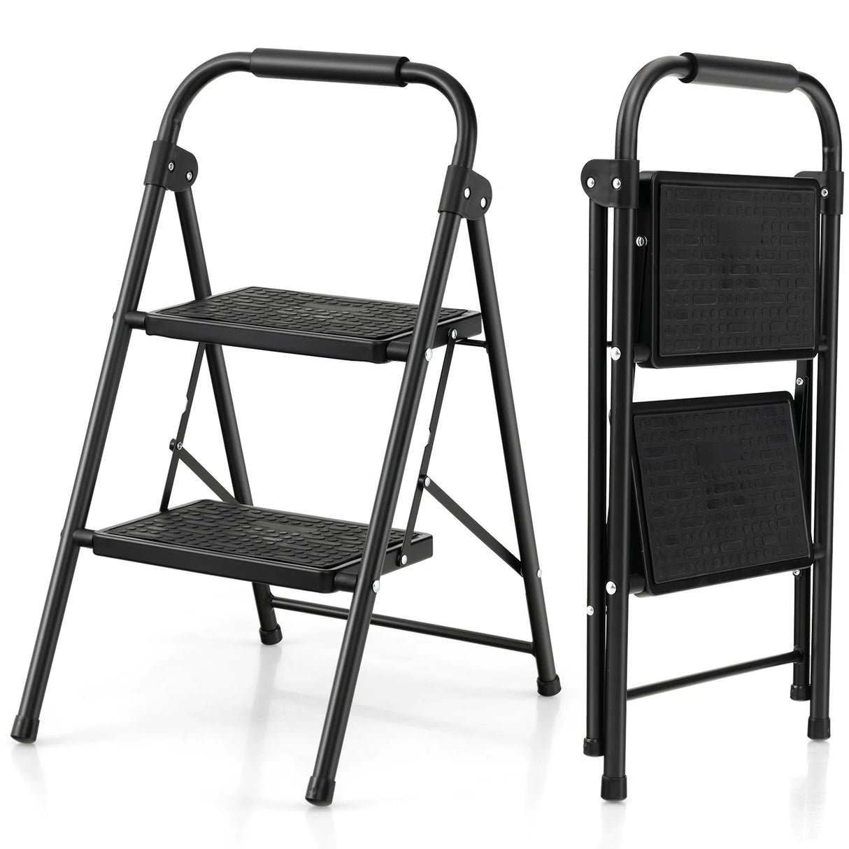 Folding Step Stool with Padded Handgrip and Wide Anti-Slip Pedal for Kitchen/Household/Garden