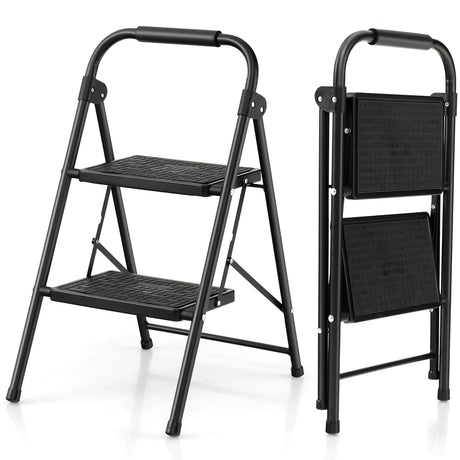 Folding Step Stool with Padded Handgrip and Wide Anti-Slip Pedal for Kitchen/Household/Garden