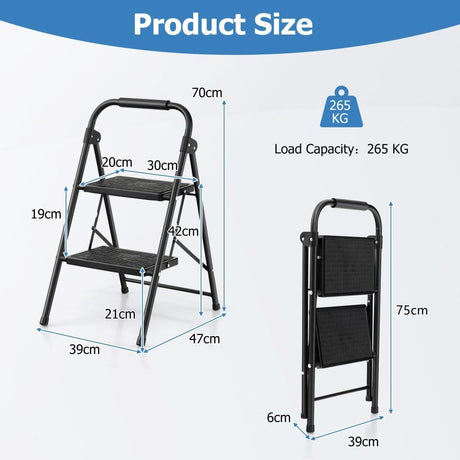 Folding Step Stool with Padded Handgrip and Wide Anti-Slip Pedal for Kitchen/Household/Garden