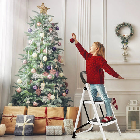 2 Step Household Ladder with Anti-Slip Platform and Lightweight Portable Design for Home/Garden