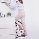 2 Step Household Ladder with Anti-Slip Platform and Lightweight Portable Design for Home/Garden