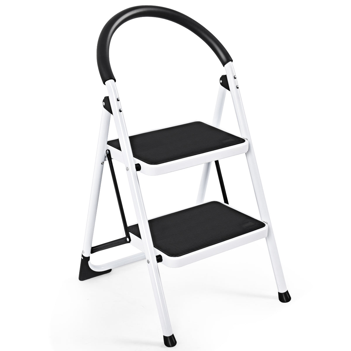 2 Step Household Ladder with Anti-Slip Platform and Lightweight Portable Design for Home/Garden