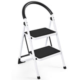 2 Step Household Ladder with Anti-Slip Platform and Lightweight Portable Design for Home/Garden
