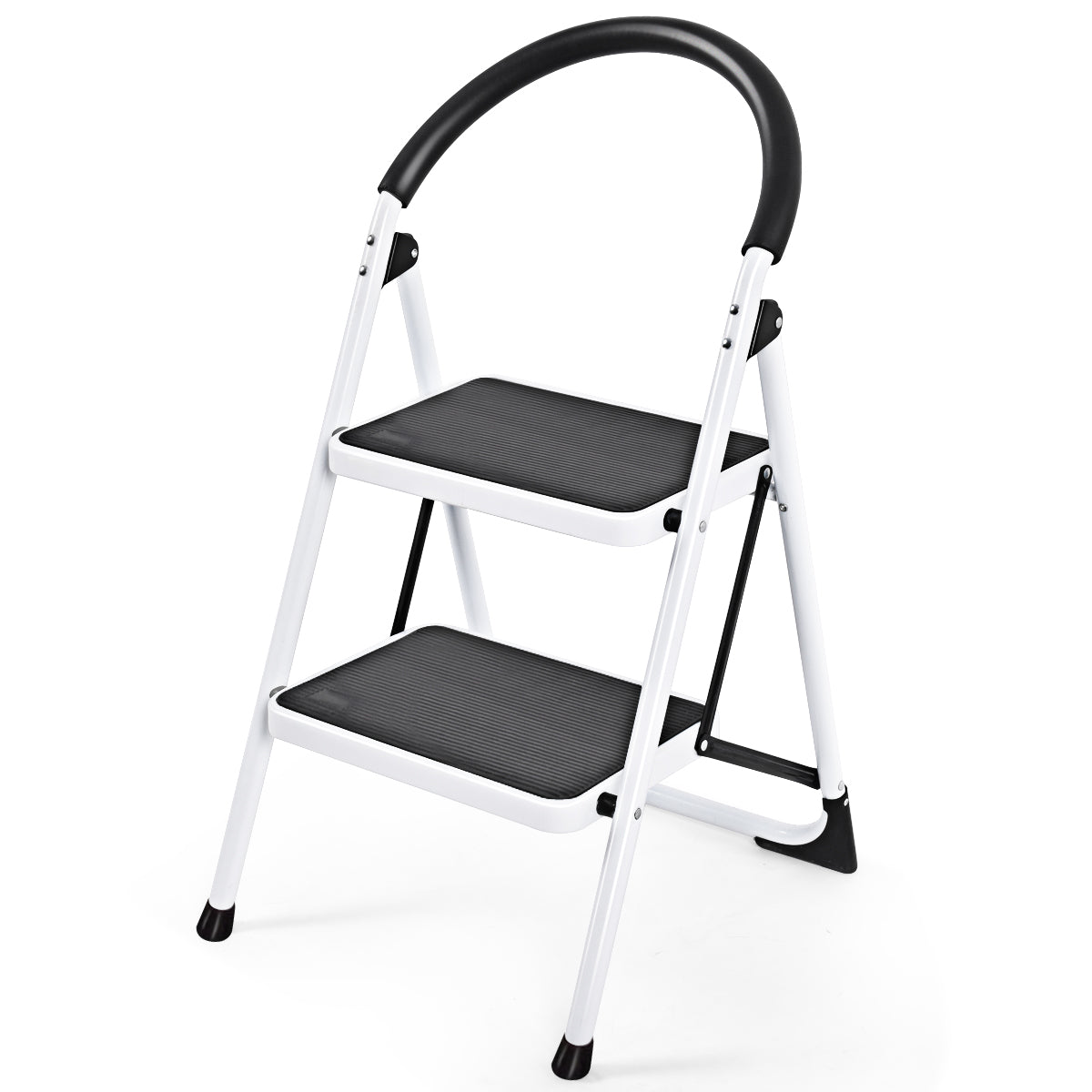 2 Step Household Ladder with Anti-Slip Platform and Lightweight Portable Design for Home/Garden