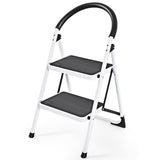 2 Step Household Ladder with Anti-Slip Platform and Lightweight Portable Design for Home/Garden