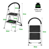 2 Step Household Ladder with Anti-Slip Platform and Lightweight Portable Design for Home/Garden