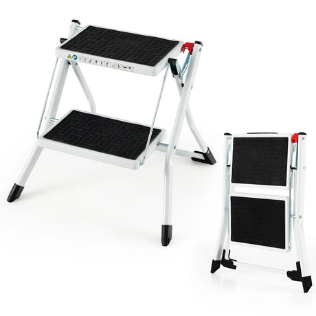 2 StepFolding Ladder with Heavy-duty Metal Frame for Household/Garden