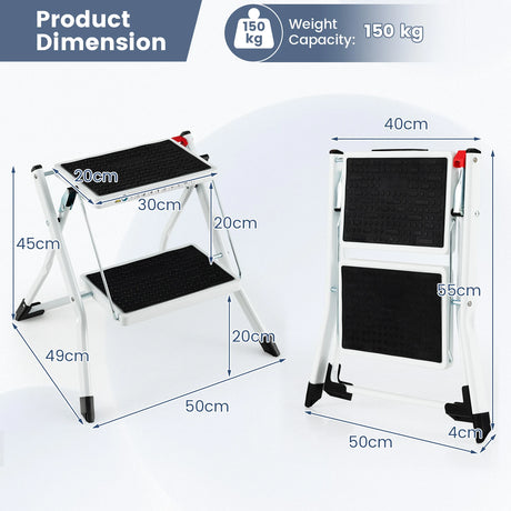 2 StepFolding Ladder with Heavy-duty Metal Frame for Household/Garden