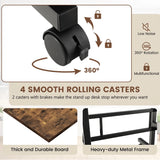 2-Tier Adjustable Standing Desk on Wheels-Rustic Brown