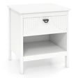2-tier Wood Side End Table with Drawer Open Storage Shelf-White