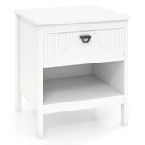 2-tier Wood Side End Table with Drawer Open Storage Shelf-White