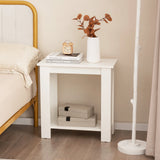 2-Tier Modern Compact End Table with Storage Shelf-White