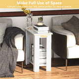 2-Tier Modern Compact End Table with Storage Shelf-White