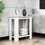 2-Tier Modern Compact End Table with Storage Shelf-White