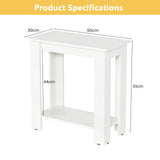 2-Tier Modern Compact End Table with Storage Shelf-White
