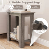 2-Tier End Table with Storage Shelf for Small Spaces-Grey