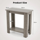 2-Tier End Table with Storage Shelf for Small Spaces-Grey