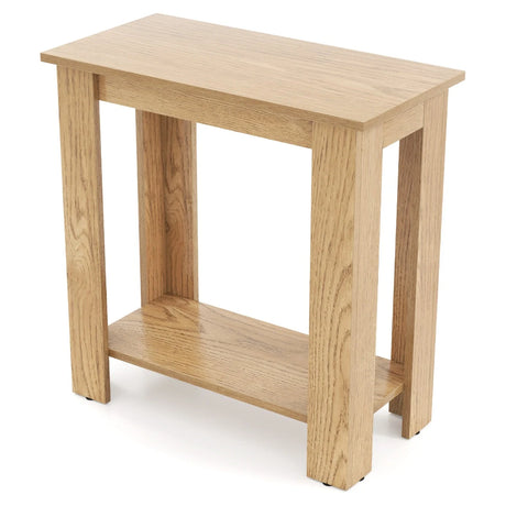 2-Tier End Table with Storage Shelf for Small Spaces-Natural