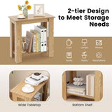 2-Tier End Table with Storage Shelf for Small Spaces-Natural
