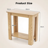 2-Tier End Table with Storage Shelf for Small Spaces-Natural