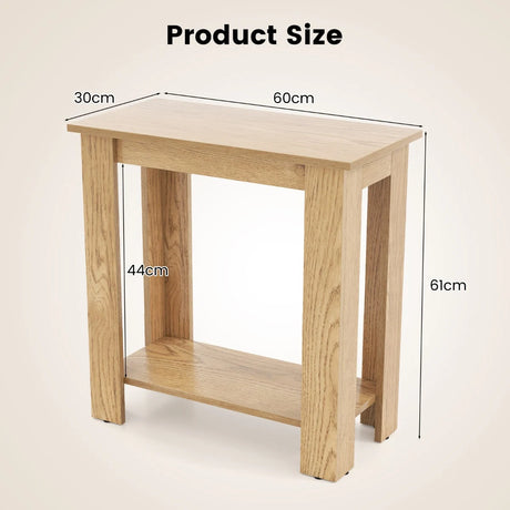 2-Tier End Table with Storage Shelf for Small Spaces-Natural