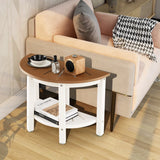 Waterproof HDPE Shower Bench with Semicircular Seat and Storage Shelf-Brown