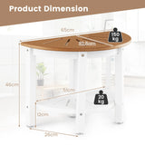 Waterproof HDPE Shower Bench with Semicircular Seat and Storage Shelf-Brown