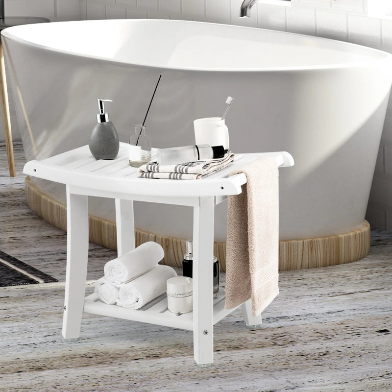 Waterproof Shower Stool with Storage for Bathroom/Entry/Living Room