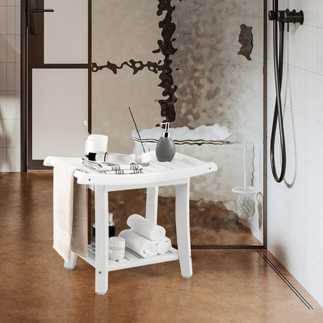 Waterproof Shower Stool with Storage for Bathroom/Entry/Living Room