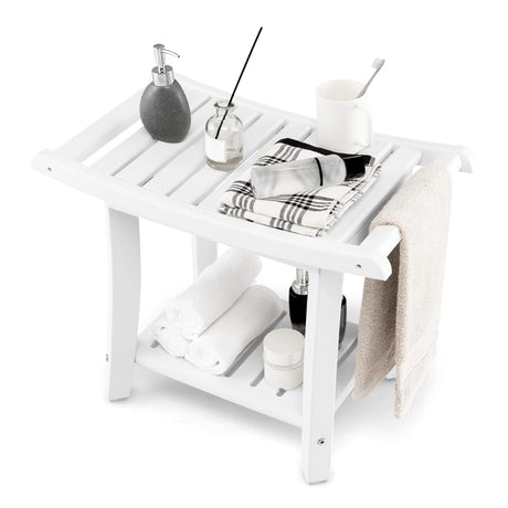 Waterproof Shower Stool with Storage for Bathroom/Entry/Living Room