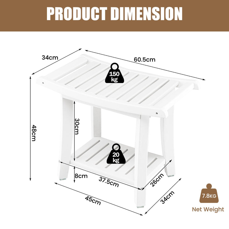 Waterproof Shower Stool with Storage for Bathroom/Entry/Living Room