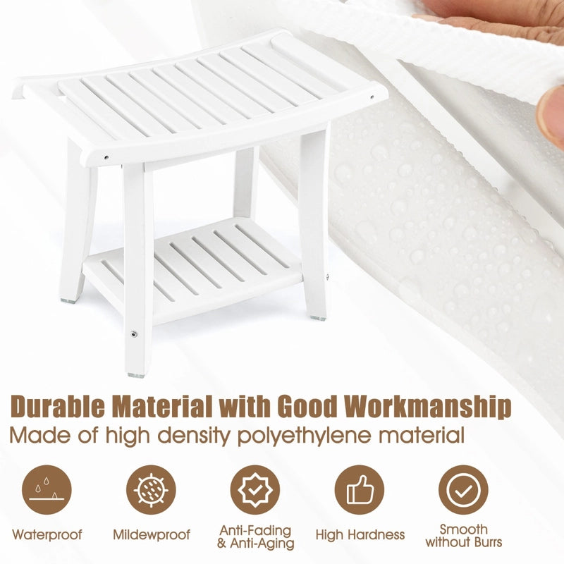 Waterproof Shower Stool with Storage for Bathroom/Entry/Living Room