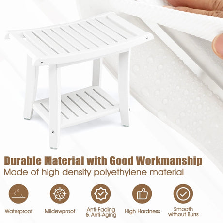 Waterproof Shower Stool with Storage for Bathroom/Entry/Living Room