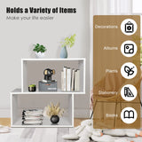 2-tier Irregular Wood Bookshelf for Home and Office-White