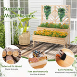 2-Tier Raised Garden Bed with Trellis and Drainage Hole-Natural