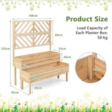 2-Tier Raised Garden Bed with Trellis and Drainage Hole-Natural