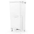 2-tier trash can with lid &amp; lockable wheels plastic waste bin kitchen trash can