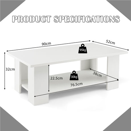Modern Coffee Table with Storage Shelf for Living Room
