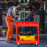 2-Tier Utility Cart with Handle and Heavy-Duty Metal Frame-Red