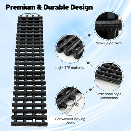 2-Pack Tire Traction Mats with Bag Emergency Traction Aid Black 61.5 x 21 x 2.8 cm