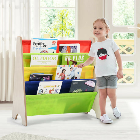 Children's Bookshelf with 4 Storage Compartments