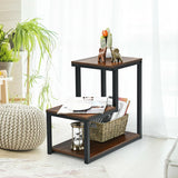 3-Tier Sofa Side Table Night Stand-Brown