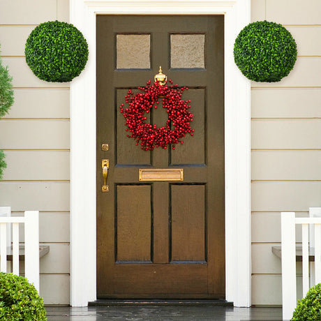 2-Piece 40cm Artificial Topiary Ball for Backyard, Home Decor