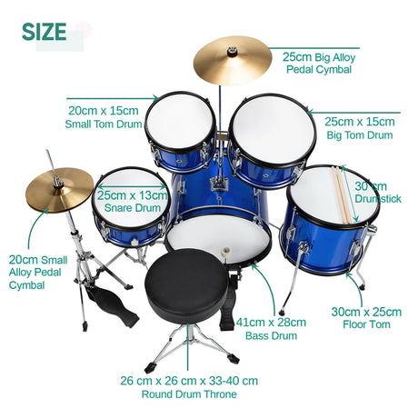 5-Piece Junior Drum Set For Kids -Blue