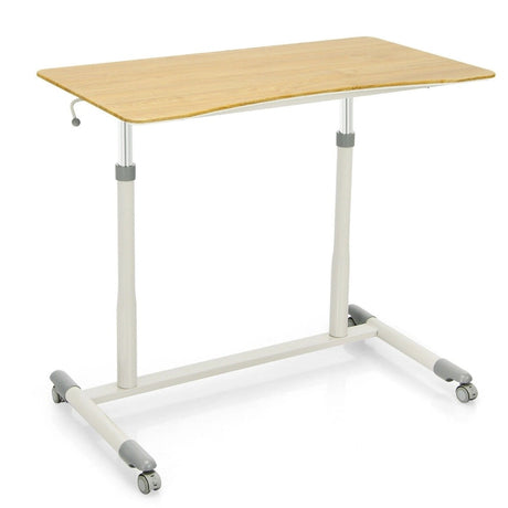 Mobile Height Adjustable Sit to Stand Up Computer Desk with Lockable Wheels