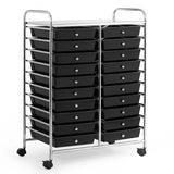 20 Drawers Storage Rolling Cart Studio Organizer-Black