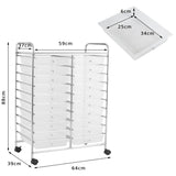 20 Drawers Storage Rolling Cart Studio Organizer-Clear