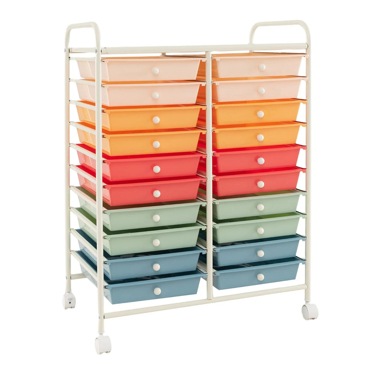 20 Drawers Rolling Storage Cart Studio Organizer-Deep Multicolor