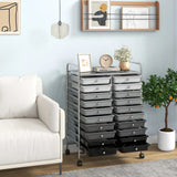 20 Drawers Rolling Storage Cart Studio Organizer-Black & Gray