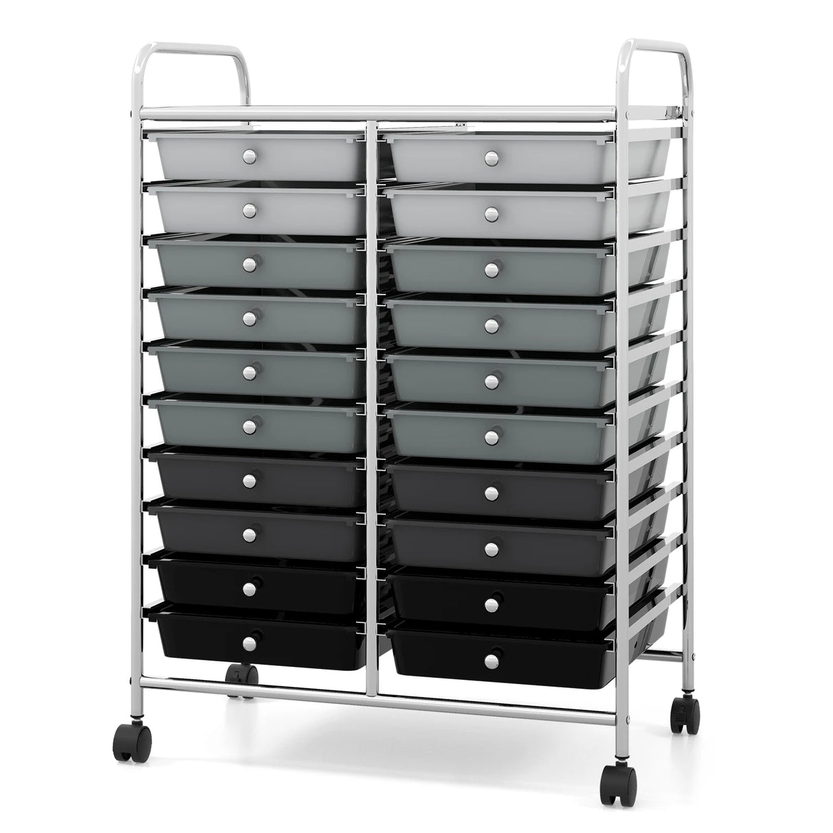 20 Drawers Rolling Storage Cart Studio Organizer-Black & Gray